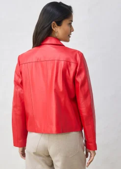 Veste courte en cuir nappa d’agneau