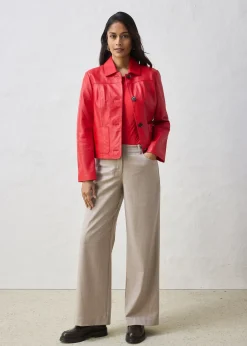 Veste courte en cuir nappa d’agneau