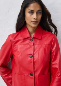 Veste courte en cuir nappa d’agneau