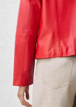 Veste courte en cuir nappa d’agneau