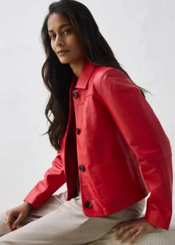 Veste courte en cuir nappa d’agneau