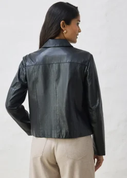 Veste courte en cuir nappa d’agneau