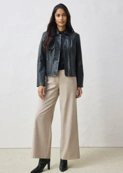 Veste courte en cuir nappa d’agneau