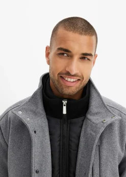 Veste d’hiver aspect laine avec empiècement coupe-vent