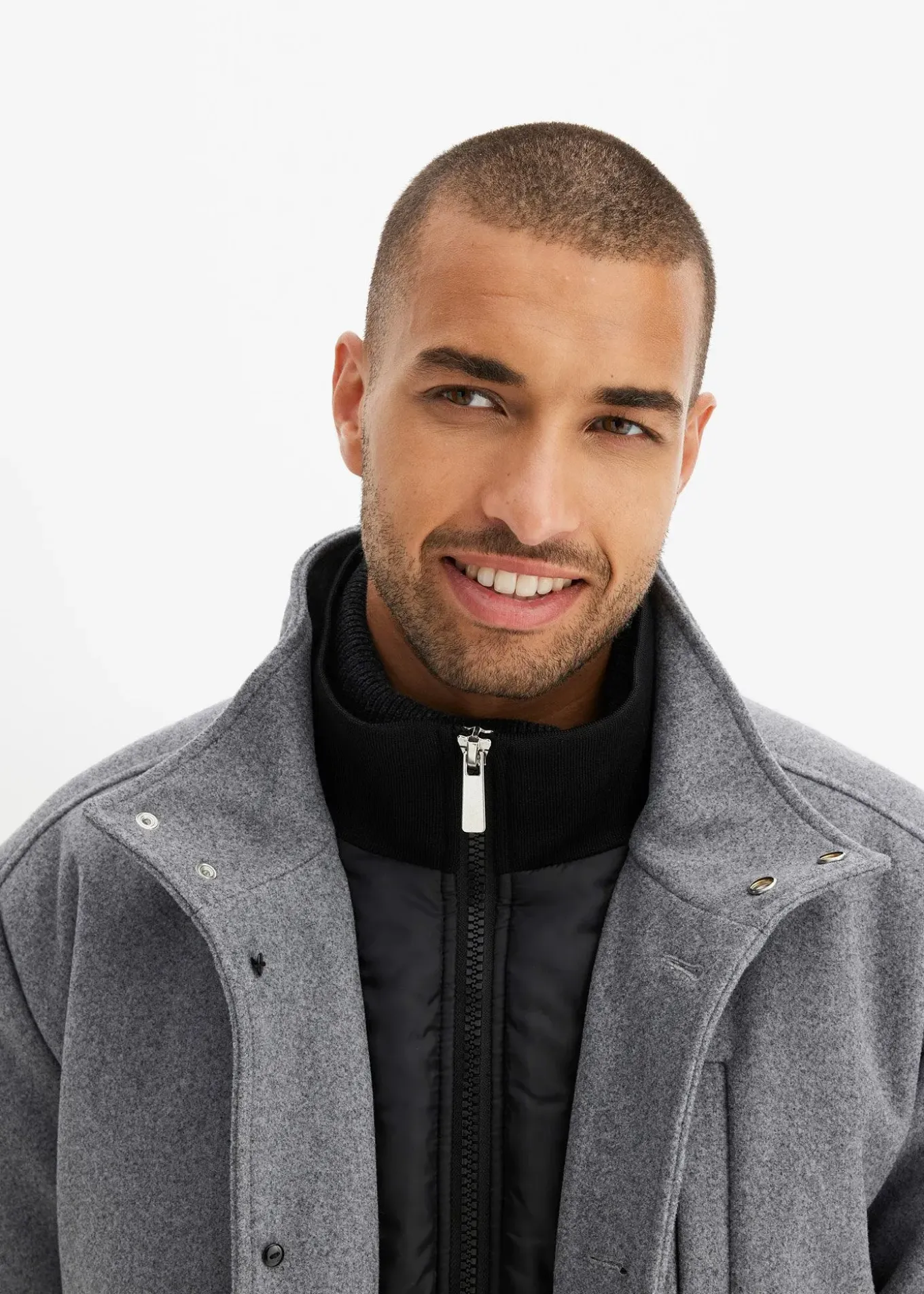 Veste d’hiver aspect laine avec empiècement coupe-vent