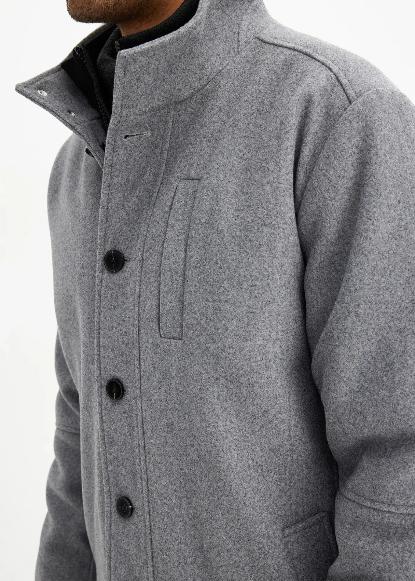 Veste d’hiver aspect laine avec empiècement coupe-vent