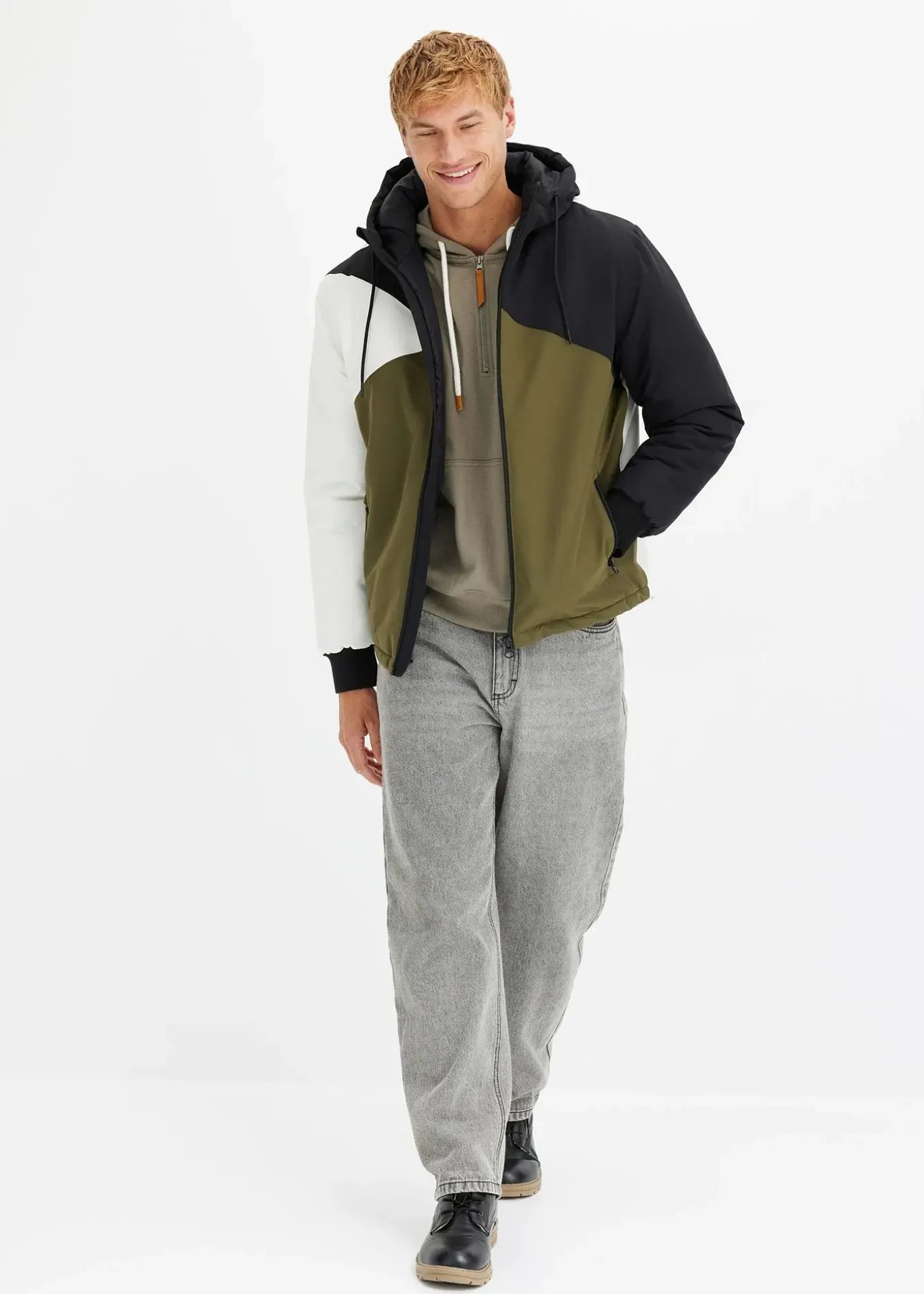 Veste d’hiver tricolore à capuche