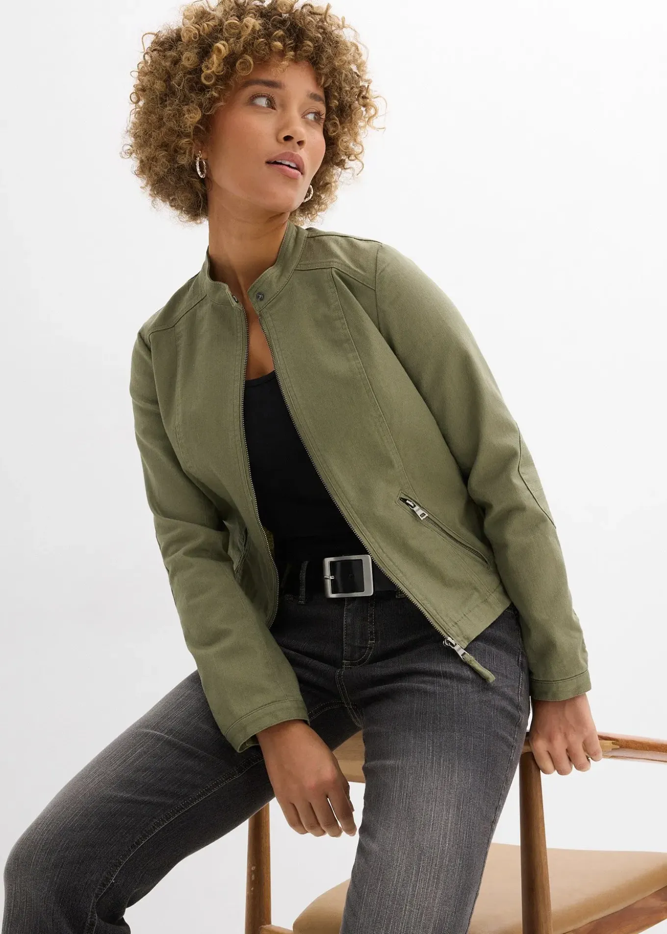 Veste en coton twill avec empiècements latéraux extensibles