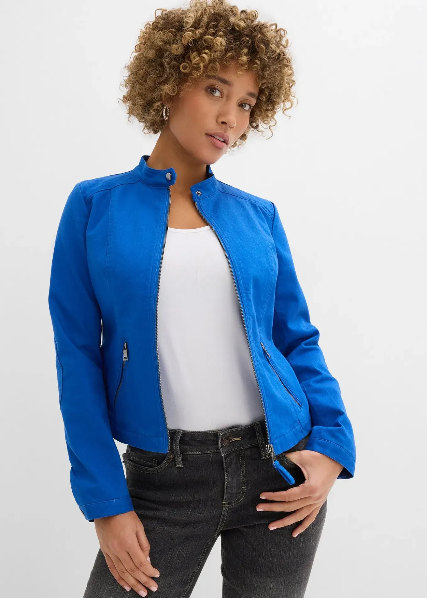 Veste en coton twill avec empiècements latéraux extensibles