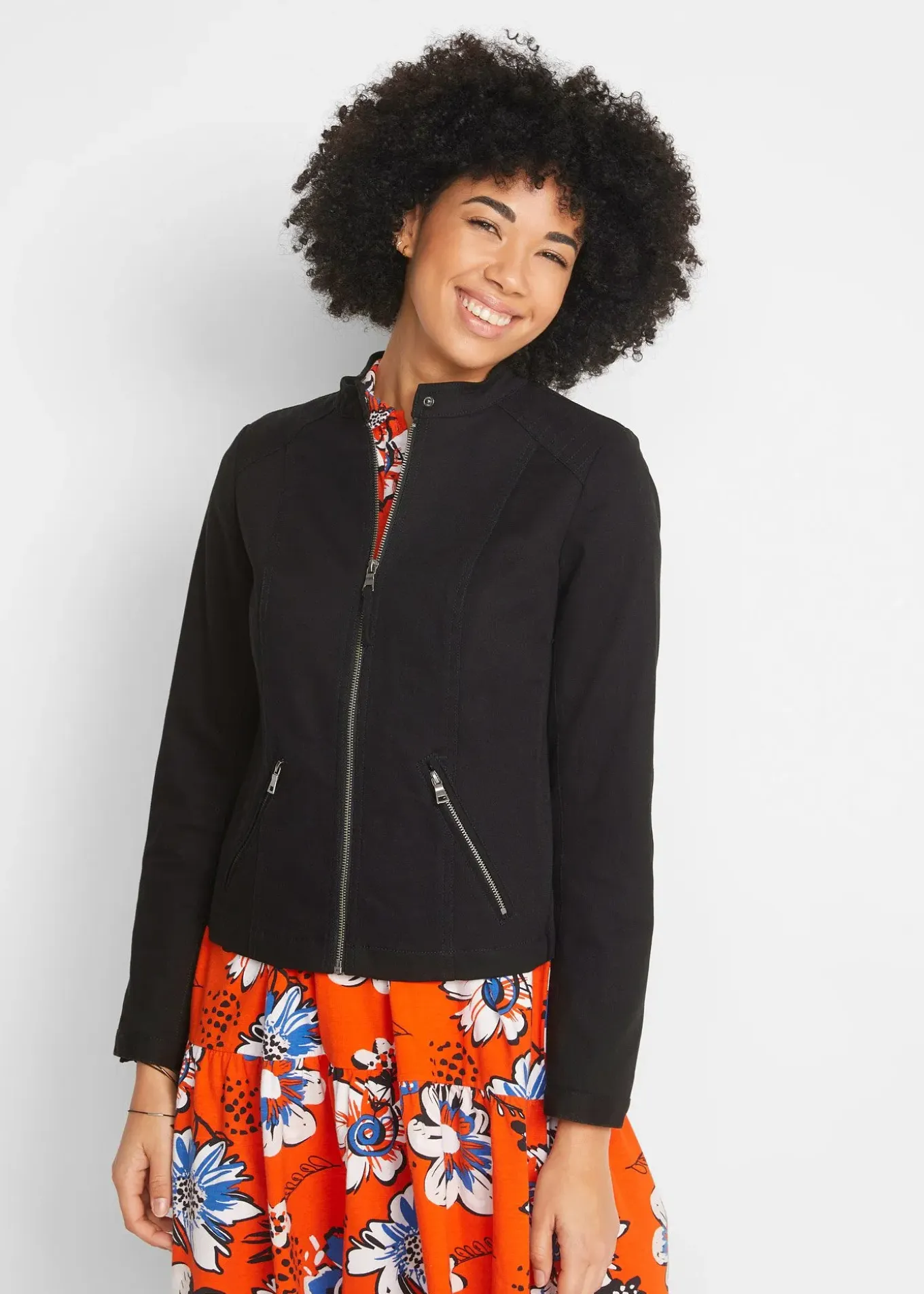 Veste en coton twill avec empiècements latéraux extensibles