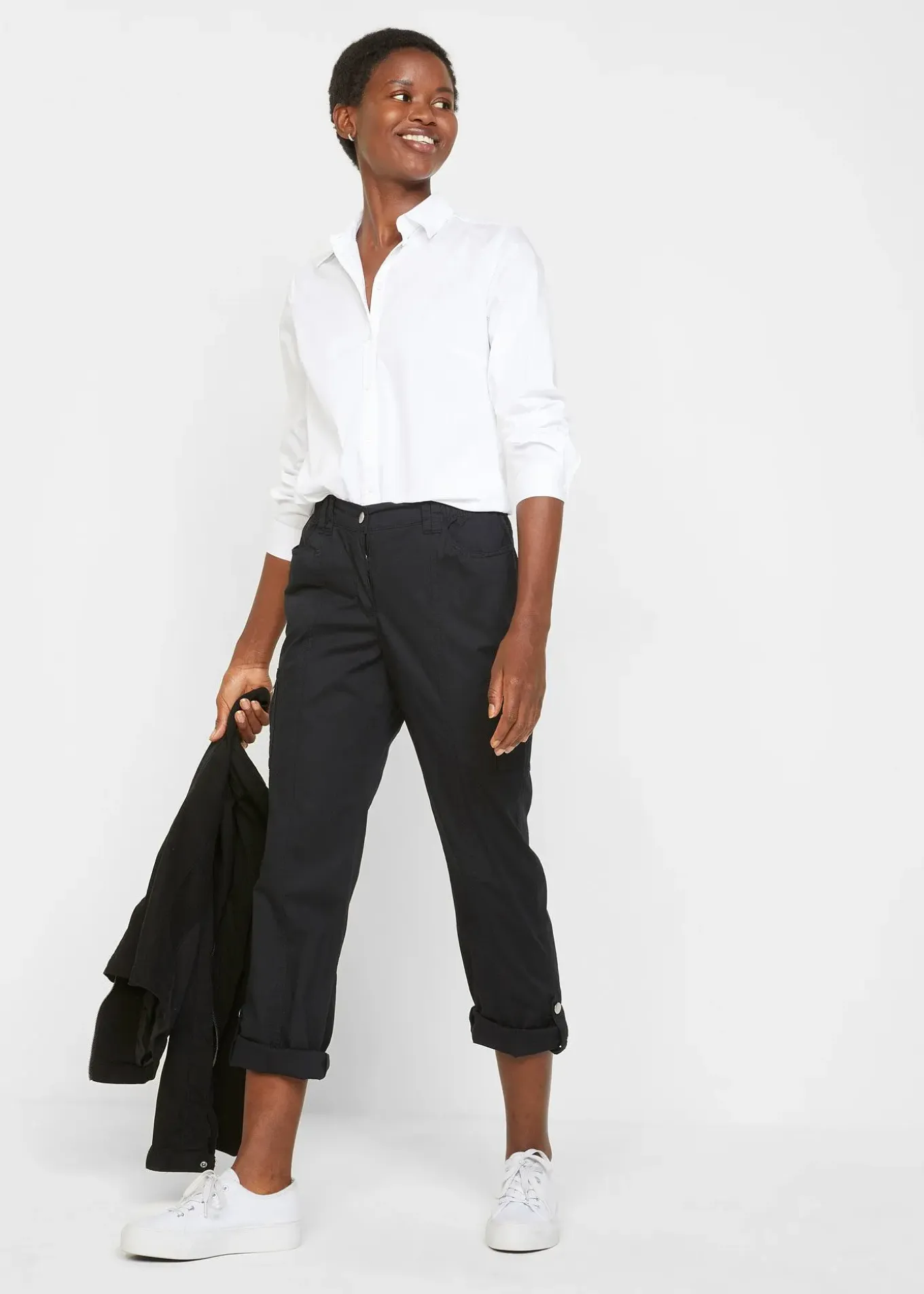 Veste en coton twill avec empiècements latéraux extensibles