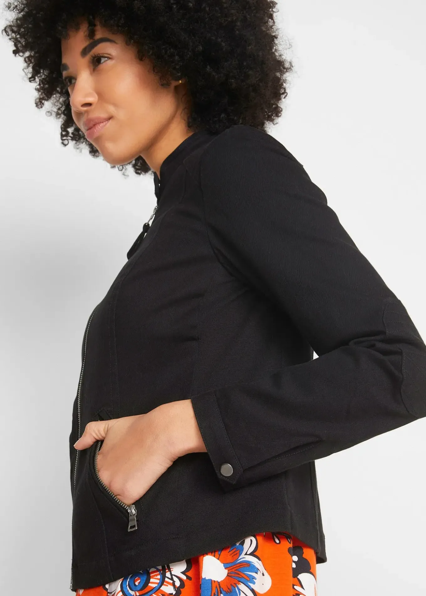 Veste en coton twill avec empiècements latéraux extensibles