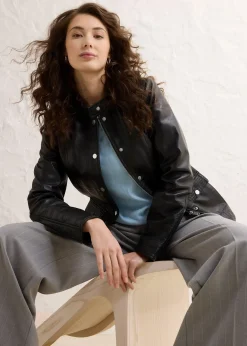 Veste en cuir nappa d’agneau