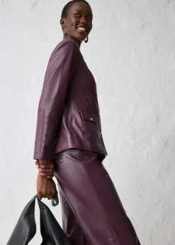 Veste en cuir nappa d’agneau