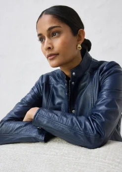 Veste en cuir nappa d’agneau