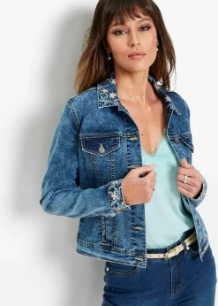 Veste en jean avec broderie