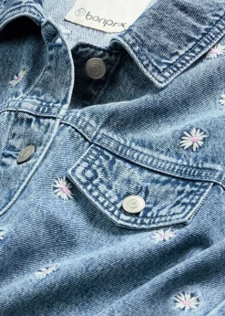 Veste en jean avec fleurs brodées