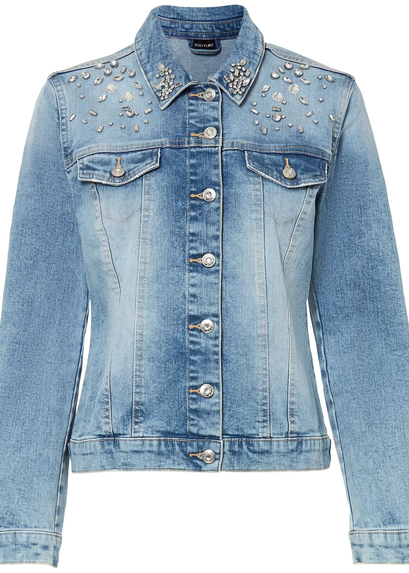 Veste en jean avec strass appliqués