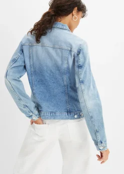Veste en jean avec strass appliqués