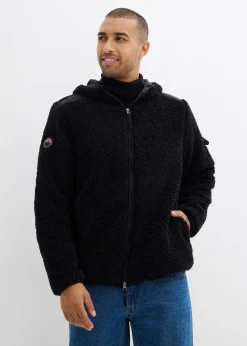 Veste en sherpa avec empiècement mesh et capuche