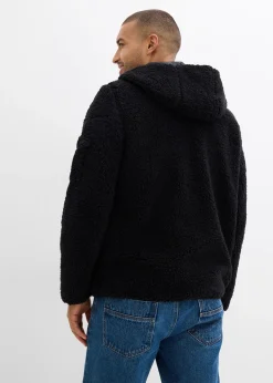 Veste en sherpa avec empiècement mesh et capuche