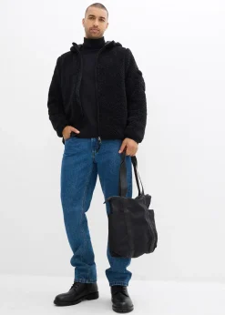 Veste en sherpa avec empiècement mesh et capuche