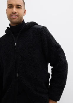 Veste en sherpa avec empiècement mesh et capuche