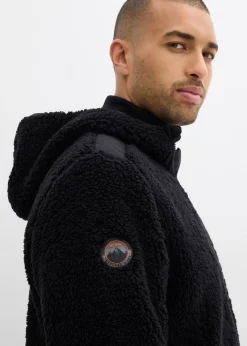 Veste en sherpa avec empiècement mesh et capuche