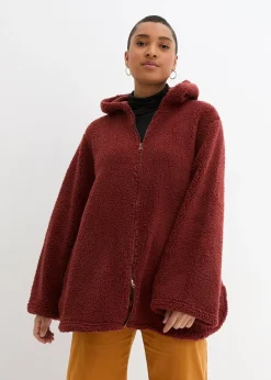 Veste en sherpa coupe trapèze avec fentes latérales