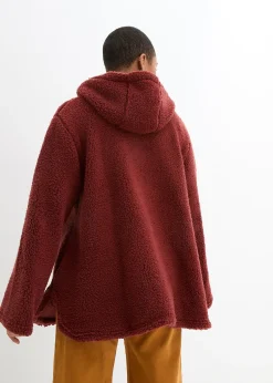 Veste en sherpa coupe trapèze avec fentes latérales