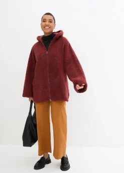 Veste en sherpa coupe trapèze avec fentes latérales