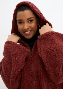 Veste en sherpa coupe trapèze avec fentes latérales