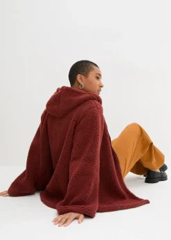 Veste en sherpa coupe trapèze avec fentes latérales