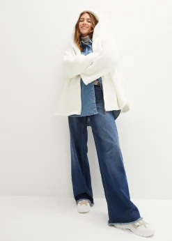 Veste en sherpa coupe trapèze avec fentes latérales