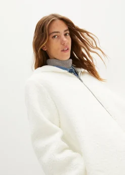 Veste en sherpa coupe trapèze avec fentes latérales