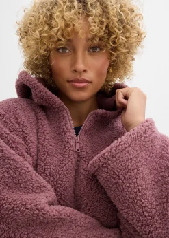 Veste en sherpa coupe trapèze avec fentes latérales