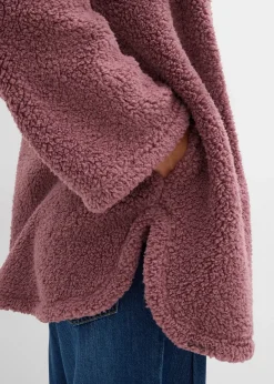 Veste en sherpa coupe trapèze avec fentes latérales