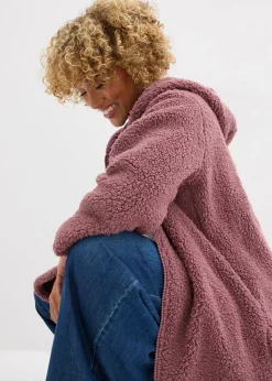 Veste en sherpa coupe trapèze avec fentes latérales