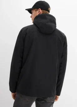 Veste imperméable à capuche et détails enduits