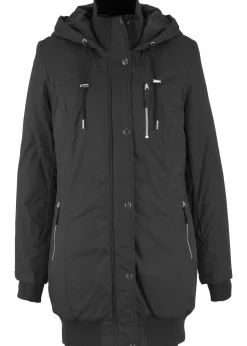 Veste longue à capuche, rembourrée