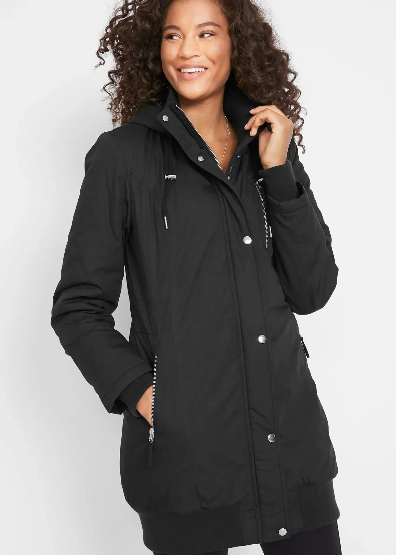 Veste longue à capuche, rembourrée