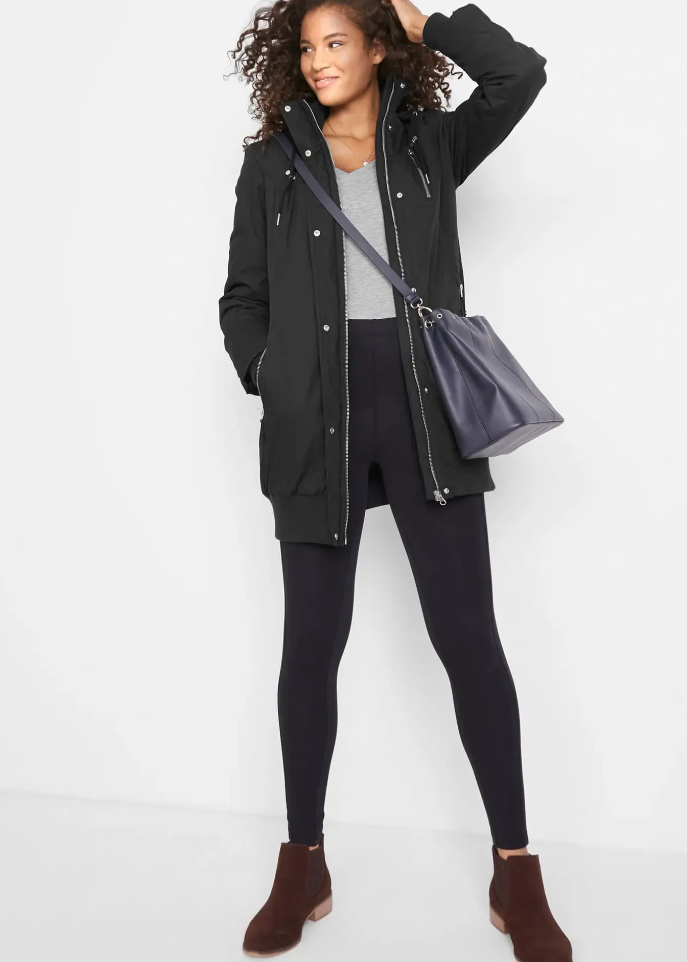 Veste longue à capuche, rembourrée