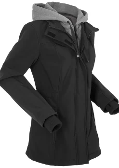 Veste longue en softshell déperlant, style 2 en 1