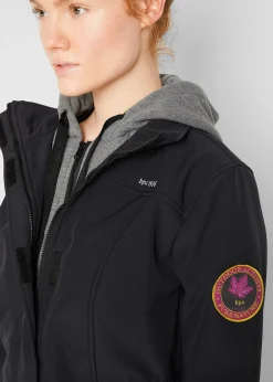Veste longue en softshell déperlant, style 2 en 1