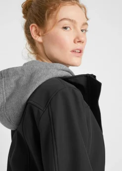 Veste longue en softshell déperlant, style 2 en 1