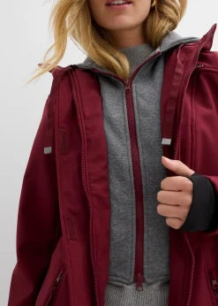 Veste longue en softshell déperlant, style 2 en 1