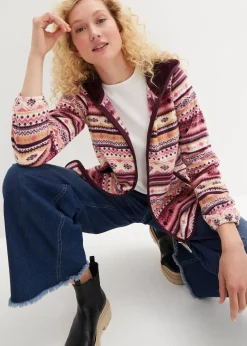 Veste polaire à capuche avec motif norvégien