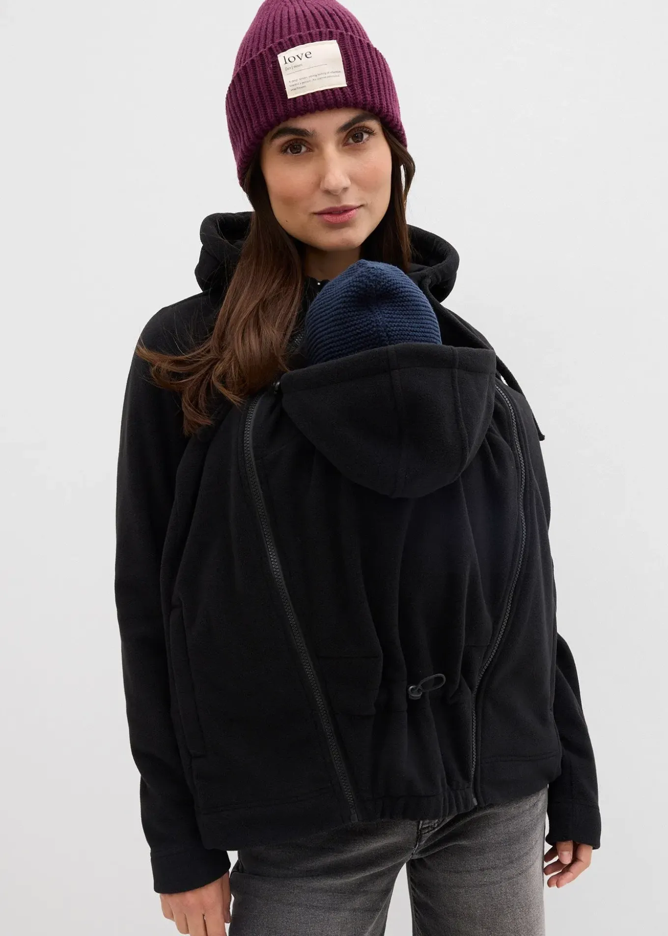 Veste polaire de grossesse et de portage devant et derrière