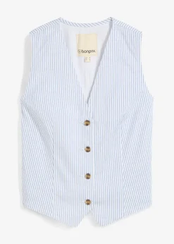 Veste sans manches en denim rayé