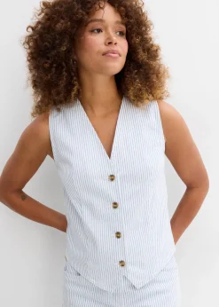 Veste sans manches en denim rayé